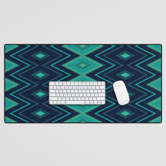 Indigo Teal Geo Desk Mat Gallery Image 1