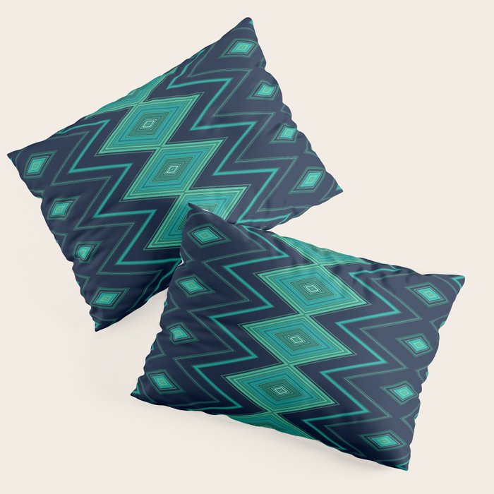 Indigo Teal Geo Pillow Sham Gallery Image 1