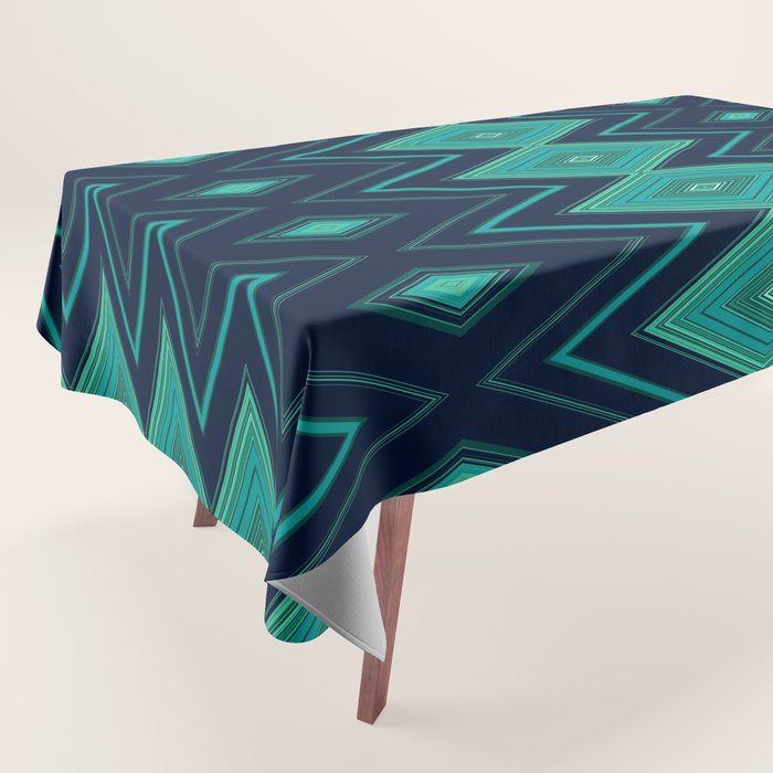 Indigo Teal Geo Tablecloth Gallery Image 1