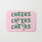 Cheers. Cocktails and Drinks in Forest Green and Pink Bath Mat Gallery Image 1