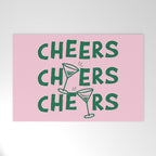 Cheers. Cocktails and Drinks in Forest Green and Pink Welcome Mat Gallery Image 1