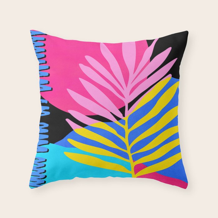 Neon Summer Abstract Art Throw Pillow Gallery Image 6