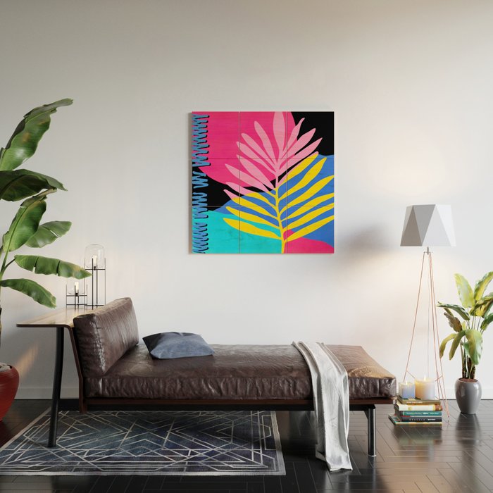 Neon Summer Abstract Art Wood Wall Art Gallery Image 2