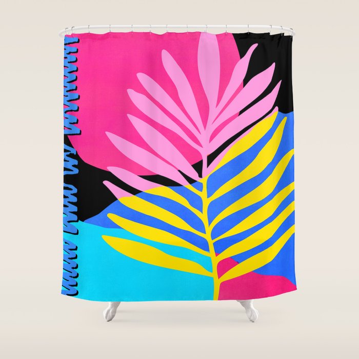 Neon Summer Abstract Art Shower Curtain Gallery Image 1