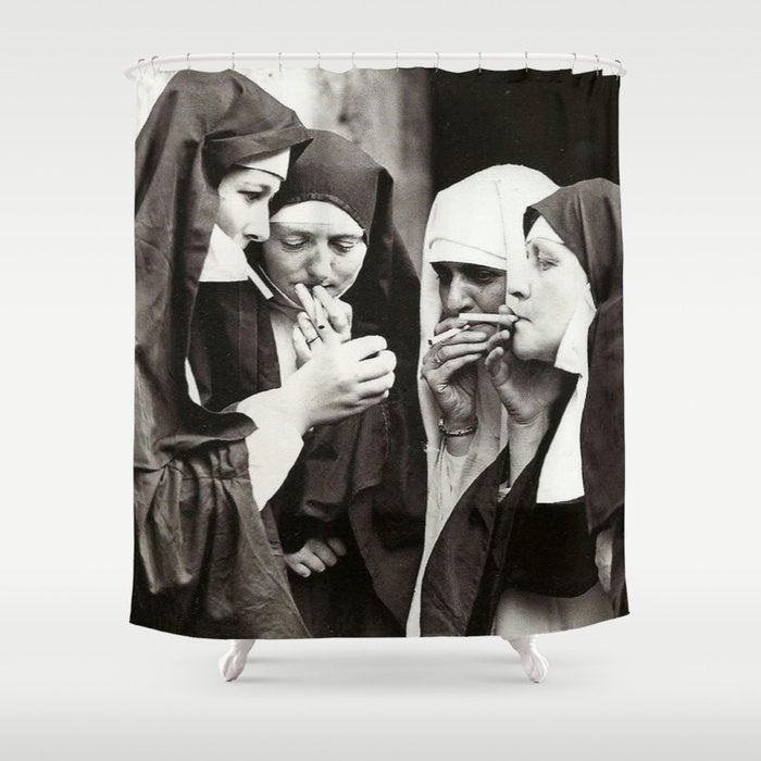 Nuns Smoking Vintage Photograph 1931 Shower Curtain Gallery Image 1
