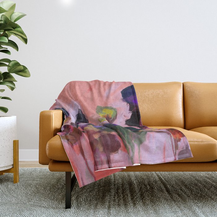 floral pink abstract Throw Blanket Gallery Image 1