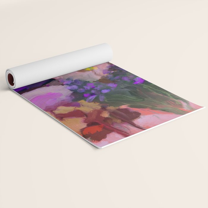floral pink abstract Yoga Mat Gallery Image 2
