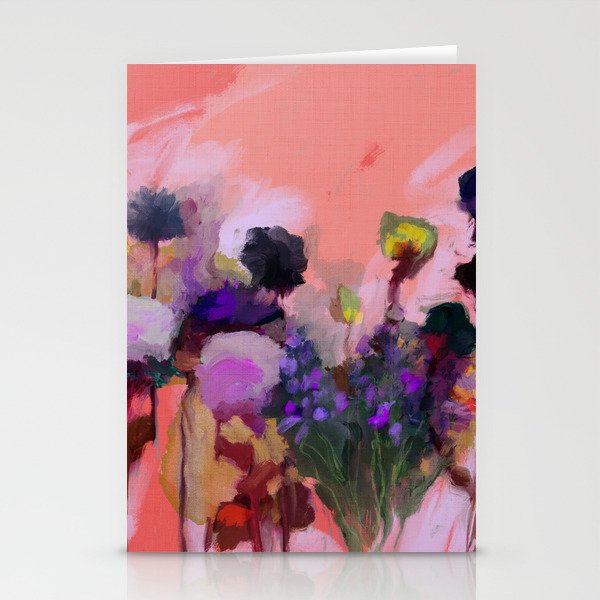 floral pink abstract Stationery Card Gallery Image 1