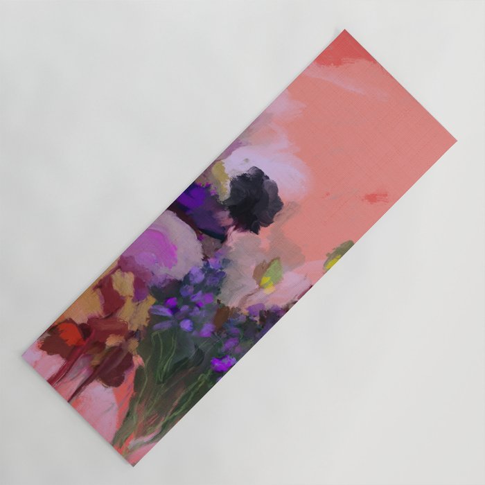 floral pink abstract Yoga Mat Gallery Image 1