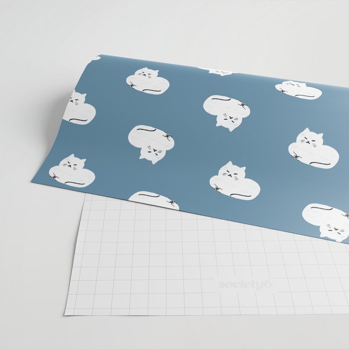 Comfy Cat WarmBlue Wrapping Paper Gallery Image 2