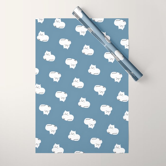 Comfy Cat WarmBlue Wrapping Paper Gallery Image 1