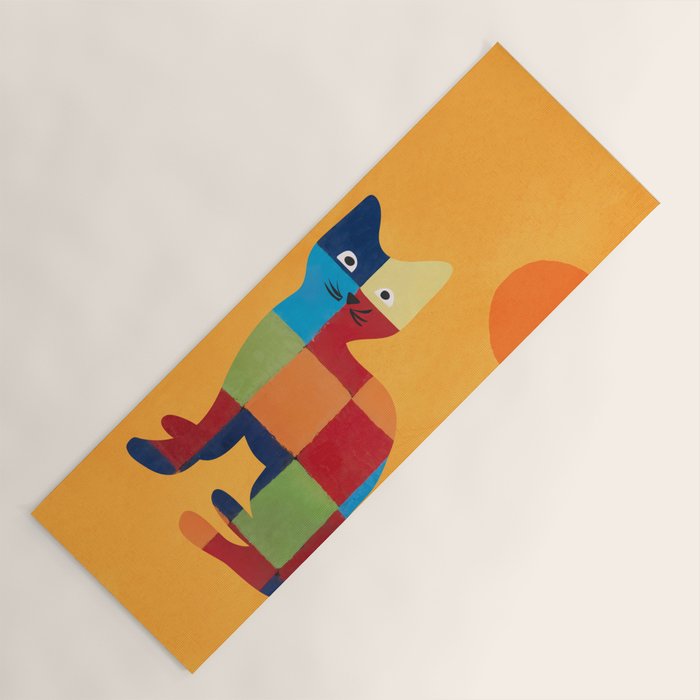 Squares Cat Yoga Mat Gallery Image 1
