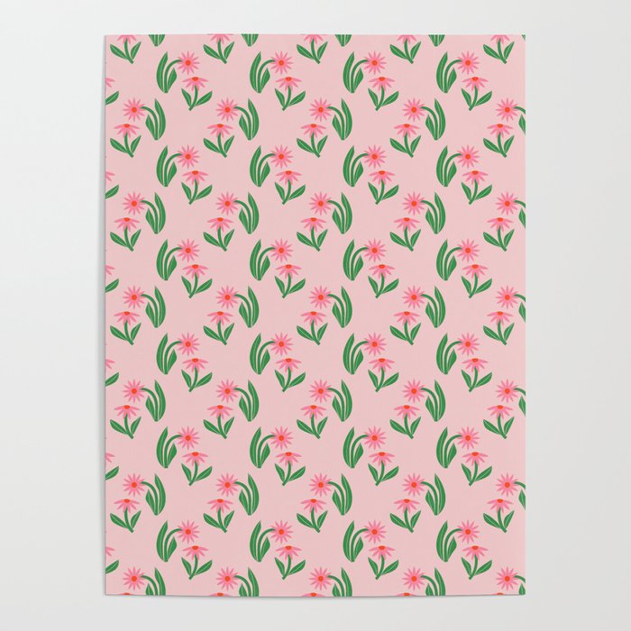 Pink Daisy Pattern - Pink Poster Gallery Image 4