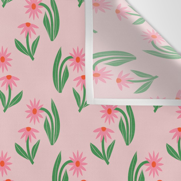 Pink Daisy Pattern - Pink Wall Tapestry Gallery Image 3