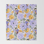 Colorful birds in garden flowers YL Throw Blanket Gallery Image 2