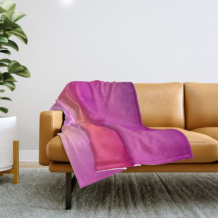 Pink magenta ombre Throw Blanket Gallery Image 1