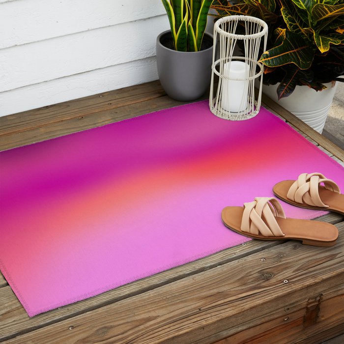 Pink magenta ombre Outdoor Rug Gallery Image 2