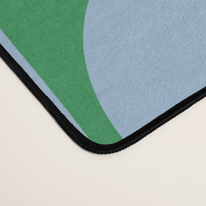 Soft Curves Retro Contemporary Abstract Pattern in Green and Light Blue Desk Mat Gallery Image 4