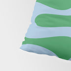 Soft Curves Retro Contemporary Abstract Pattern in Green and Light Blue Pillow Sham Gallery Image 4