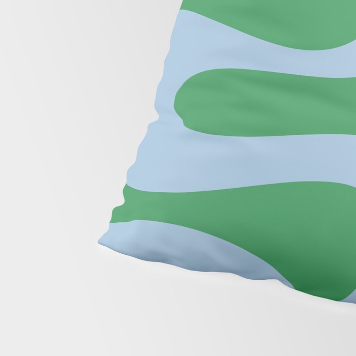 Soft Curves Retro Contemporary Abstract Pattern in Green and Light Blue Pillow Sham Gallery Image 4