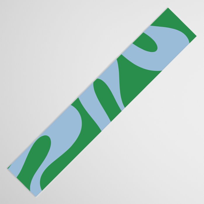 Soft Curves Retro Contemporary Abstract Pattern in Green and Light Blue Table Runner Gallery Image 3