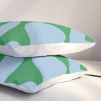 Soft Curves Retro Contemporary Abstract Pattern in Green and Light Blue Pillow Sham Gallery Image 3