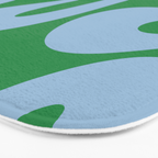 Soft Curves Retro Contemporary Abstract Pattern in Green and Light Blue Bath Mat Gallery Image 3