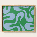 Soft Curves Retro Contemporary Abstract Pattern in Green and Light Blue Serving Tray Gallery Image 1