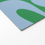 Soft Curves Retro Contemporary Abstract Pattern in Green and Light Blue Welcome Mat Gallery Image 2