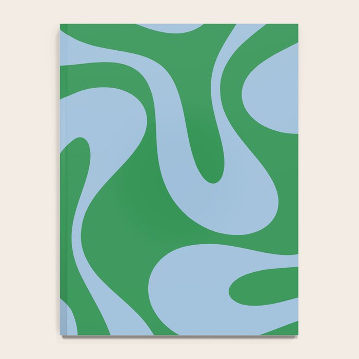 Soft Curves Retro Contemporary Abstract Pattern in Green and Light Blue Notebook Gallery Image 4