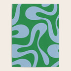 Soft Curves Retro Contemporary Abstract Pattern in Green and Light Blue Poster Gallery Image 4
