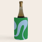 Soft Curves Retro Contemporary Abstract Pattern in Green and Light Blue Wine Chiller Gallery Image 1