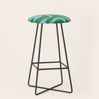 Soft Curves Retro Contemporary Abstract Pattern in Green and Light Blue Stool Gallery Image 1