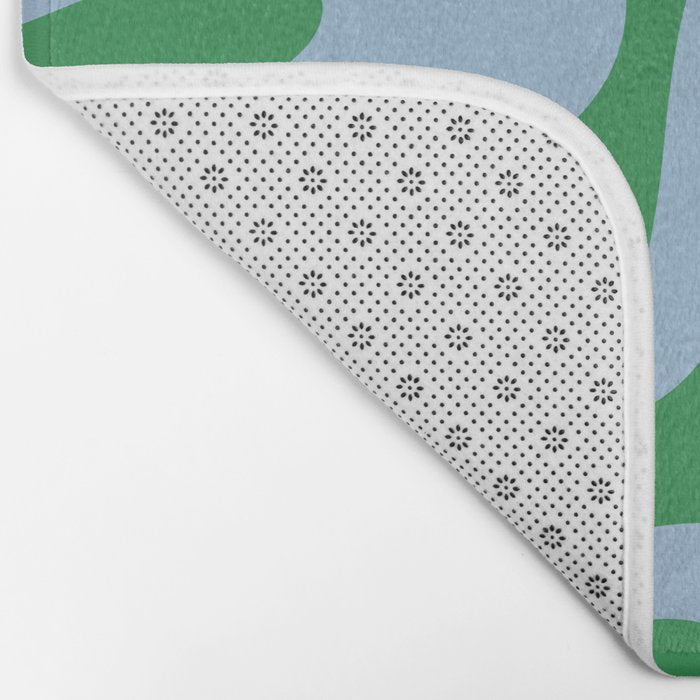 Soft Curves Retro Contemporary Abstract Pattern in Green and Light Blue Bath Mat Gallery Image 2