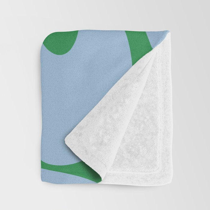 Soft Curves Retro Contemporary Abstract Pattern in Green and Light Blue Throw Blanket Gallery Image 3