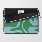 Soft Curves Retro Contemporary Abstract Pattern in Green and Light Blue Laptop Sleeve Gallery Image 2