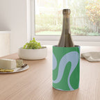 Soft Curves Retro Contemporary Abstract Pattern in Green and Light Blue Wine Chiller Gallery Image 4