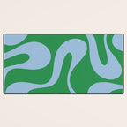 Soft Curves Retro Contemporary Abstract Pattern in Green and Light Blue Desk Mat Gallery Image 3