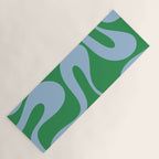 Soft Curves Retro Contemporary Abstract Pattern in Green and Light Blue Yoga Mat Gallery Image 1