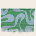 Soft Curves Retro Contemporary Abstract Pattern in Green and Light Blue Wall Hanging Gallery Image 1