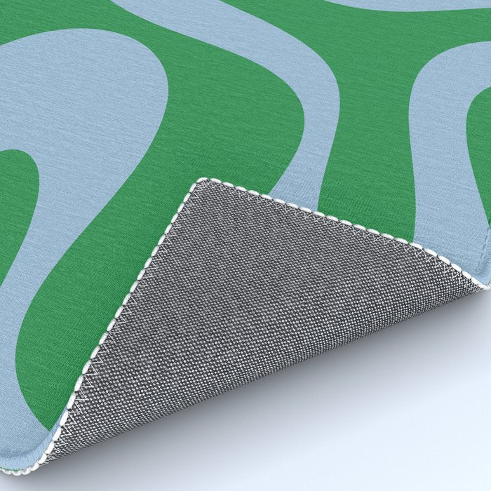 Soft Curves Retro Contemporary Abstract Pattern in Green and Light Blue Rug Gallery Image 4