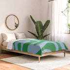Soft Curves Retro Contemporary Abstract Pattern in Green and Light Blue Comforter Gallery Image 2