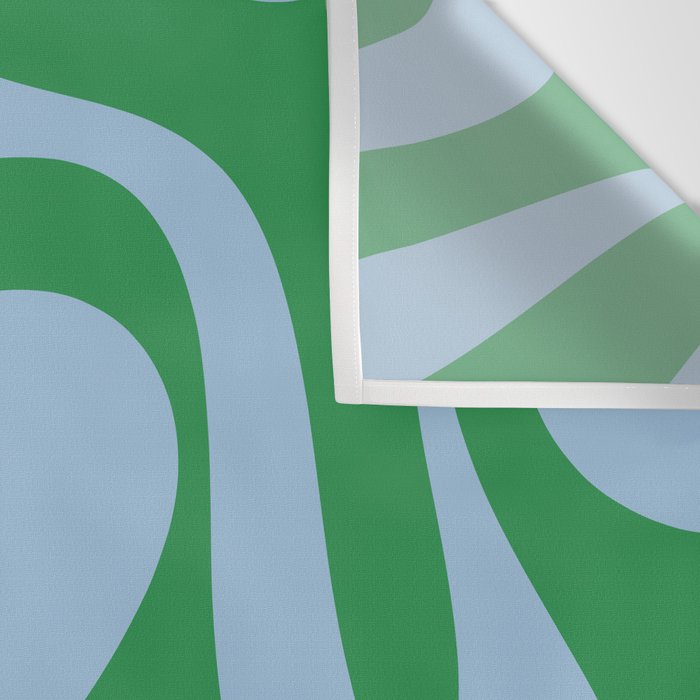 Soft Curves Retro Contemporary Abstract Pattern in Green and Light Blue Wall Tapestry Gallery Image 3