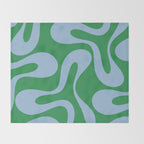 Soft Curves Retro Contemporary Abstract Pattern in Green and Light Blue Throw Blanket Gallery Image 2