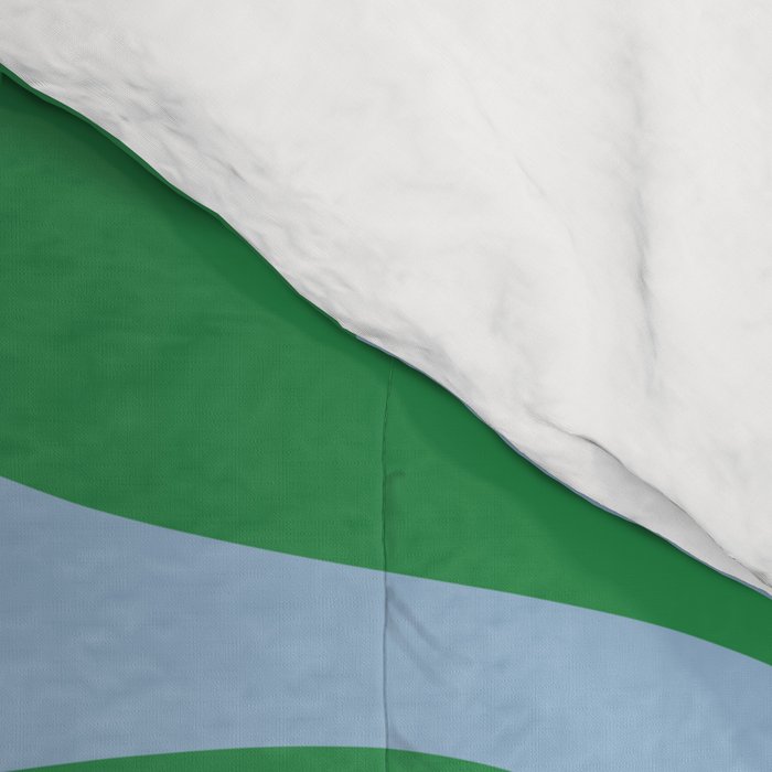 Soft Curves Retro Contemporary Abstract Pattern in Green and Light Blue Comforter Gallery Image 4