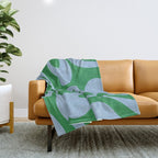 Soft Curves Retro Contemporary Abstract Pattern in Green and Light Blue Throw Blanket Gallery Image 1