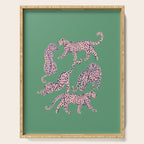 Modern abstract pink leopards in emerald green background  Serving Tray Gallery Image 1