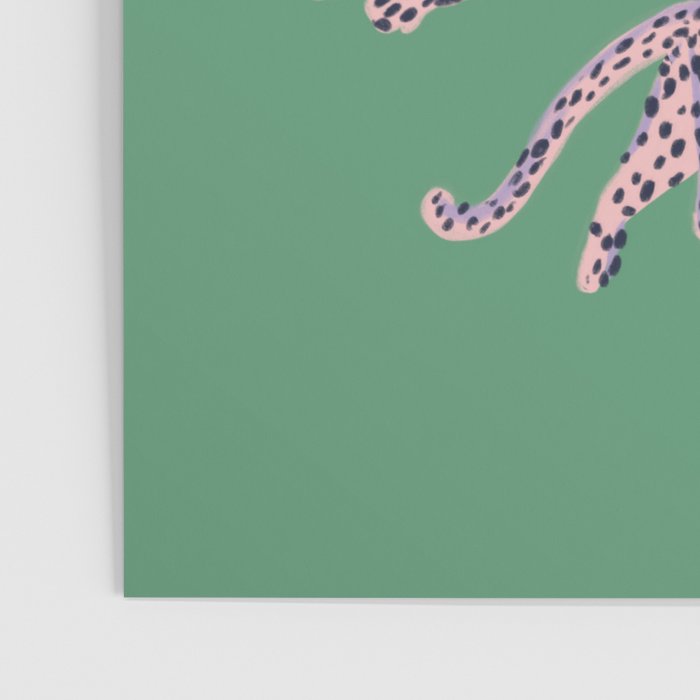 Modern abstract pink leopards in emerald green background  Poster Gallery Image 3