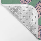 Modern abstract pink leopards in emerald green background  Bath Mat Gallery Image 2