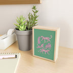 Modern abstract pink leopards in emerald green background  Mini Art Print Gallery Image 2